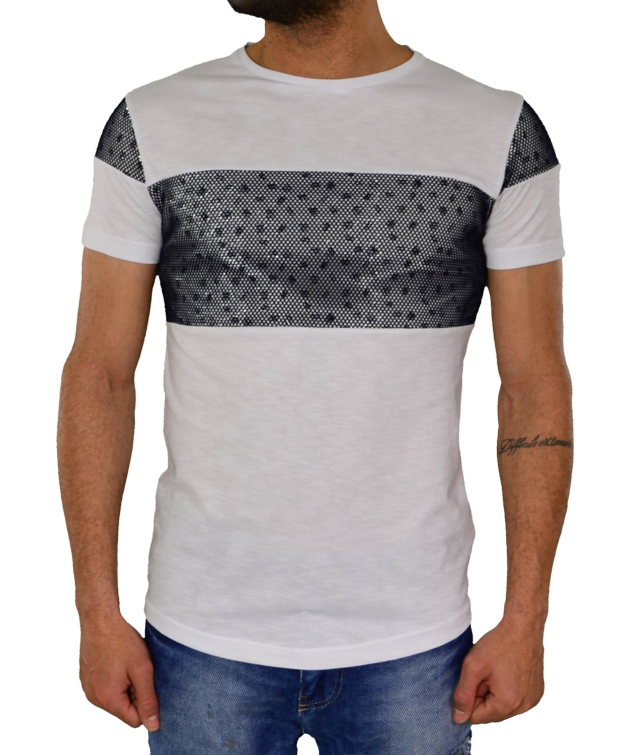 Ανδρικό T-shirt GioS λευκό με δίχτυ 920417G